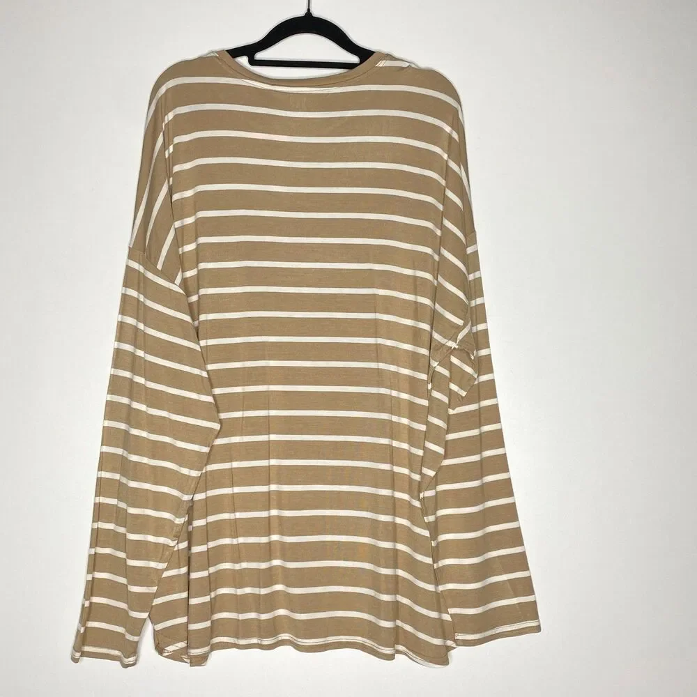 New Gap Drop Shoulder Striped Long Sleeve Tee Women's Plus Size XXL